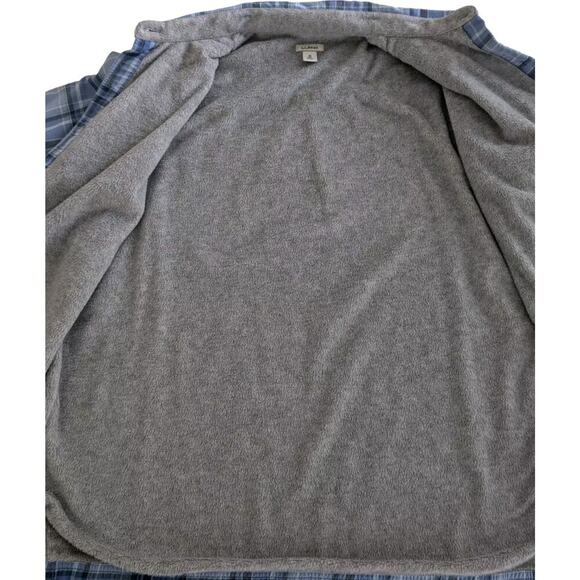 L.L.Bean Men’s M Fleece Lined Flannel Shirt Blue Plaid Button Front Long Sleeve - Picture 5 of 14